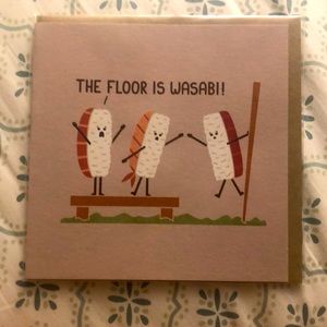 “The floor is wasabi” sushi theme blank Papyrus card